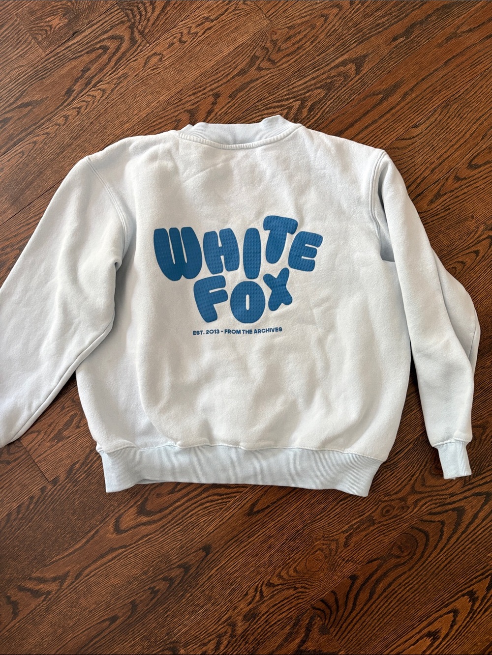 White Fox Light Blue Crewneck Sweatshirt - Casual Pullover - Picture 3 of 3